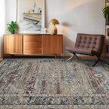 Garvee Vintage Area Rug, 4x6 Stain Resistant Carpet Non Shedding Non-Slip Soft Rug Bedroom Dining Room Home Office, Low Pile Farmhouse Oriental Indoor Floor Rug Dark Brown - Dark Brown
