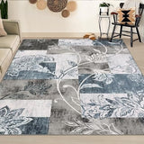 Garvee Area Rug 4x6 Abstract Rug Modern Geometric Area Rug Non Slip Washable Rug Non Shedding Distressed Rug Low Pile Throw Rug for Bedroom Nursery Living Room, Blue Grey - Blue Gray
