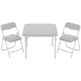 Garvee Boys and Girls Folding Table and Chairs Set of 3, Portable Table and Chair with Pu Soft Cushion, No Installation Required, Suitable for Eating, Reading and Playing, Grey - Grey