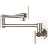 Garvee Pot Filler Faucet, Wall Mount Lead-Free Brass Pot Filler Kitchen Faucet with cUPC Certified, Folding Stretchable Kitchen Faucet with Double Joint Swing Arms, Single Hole - Brushed Nickel - Brushed Nickel