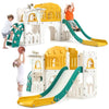 Garvee 8-in-1 Toddler Slide Playground Set - Indoor/Outdoor Playset with Basketball Hoop, Climber, Tunnel, Toy Storage | Made with HAPE & PP Material | Ideal for Kids Ages 1-3 (Orange & Green)