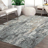 Garvee Modern Abstract Washable Rug 5x7 - Distressed Low Pile, Non-Slip Floor Cover for Living Room, Bedroom, Office - Polyester, Easy Care, High Traffic, Cozy, Timeless Design - Gray
