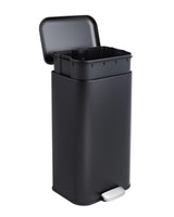 Garvee 8 Gal Kitchen Trash Can, Step Garbage Can with Soft-Close Lid, Stainless Steel Recycling Bin for Living Room, Office, Black - Black