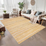 Garvee Modern Natural 10x13 Washable Rug Large Area Rug Non Shedding Living Room Rug Low Pile Soft Bedroom Rug Modern Rug Braided Print Indoor Accent Rug Lightweight Foldable Rug for Playroom Nursery - Natural