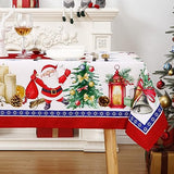 Garvee Christmas Tablecloth, Christmas Decorations for Home Indoor Table Decor Table Cloths Rectangle 60 x 120 Inch, Santa Claus Winter Farmhouse Tablecloth for Banquet Party - Santa Claus