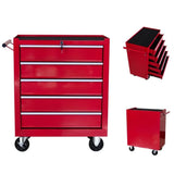 Garvee 5-Drawer Rolling Tool Chest with Keyed Locking System and Drawer Liners for Garage Warehouse Repair Shop, Durable Cold-Rolled Steel, Corrosion-Resistant Finish, Red - Red
