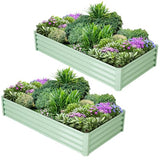 Garvee 2 Pcs 6' X 3' X 1' Raised Garden Bed, Galvanized Planter, Upgraded Quality, Open Base, Safety Edge, Gloves, Outdoor Gardening, Green - Green