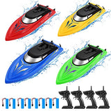 Garvee 4 Pack RC Boat Remote Control Boats for Pools and Lakes for Kids and Adults, 2.4 GHz RC Boat for Boys 4-7 8-12 Years with 8 Rechargeable Batteries - Blue+Green+Red+Yellow