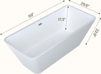 Garvee SZ3 59" Freestanding Bathtub in Streamline Design with Chrome Overflow and Drain, cUPC Certified, White