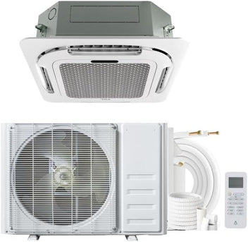 Garvee 12000 BTU Ceiling Cassette Mini Split AC, 8-Way 360° Airflow, Remote Controller, Ductless Cooling&Heating Ceiling Air Conditioner, 208/230V, 25ft Kit