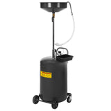 Garvee 20 Gallon Waste Oil Drain Tank - Portable Air-Operated Oil Drainer with Adjustable Funnel Height, 15'' Premium Bowl, Wheels, and Toolbox for Fluid Fuel Transfer and Drainage, Black - Black