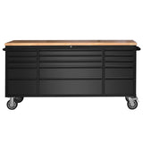 Garvee 72" x 20" Rubber Wood Workbench, Rolling Tool Chest with Drawers, Mobile Tool Box, Lockable Tool Storage Cabinet with 4 Wheels for Garage Workshop, Metal Rolling Garage Cabinet