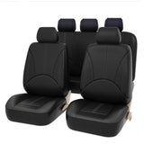 Garvee Car Seat Covers Full Set - Universal Fit Breathable Auto Seat Protectors with Headrest Covers, Airbag Compatible, Washable & Easy Install for Cars, SUVs, Vans - Black - Black