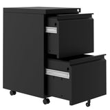 Garvee 2-Drawer File Cabinet On Wheels With Lock For Home Office, 23.6in H x 14.6in W x 17.3in D, Black, Metal Rolling Filing Cabinet - Nature Black