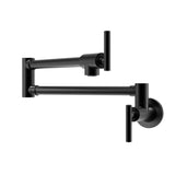 Garvee Pot Filler Faucet, Wall Mount Lead-Free Brass Pot Filler Kitchen Faucet with cUPC Certified, Folding Stretchable Kitchen Faucet with Double Joint Swing Arms, Single Hole - Matte Black - Matte Black