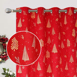 Garvee Christmas Curtains for Living Room 2 Panels, Red Velvet Long Window Curtains, Floral Holiday Decoration Curtains, Thermal Insulated Room Darkening Curtain（Red, 52 x 63 Inches, 2 Panels） - Red