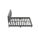 Garvee Full Size Velvet Upholstered Platform Bed with Adjustable Tufted Headboard, Heavy Duty Metal Foundation, Wood Slats, Noise-Free Design, Easy Assembly, Gray - Grey