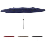 Garvee 15FT Rectangular Double-Sided Patio Umbrella with Crank - Large Twin Outdoor Market Umbrella for Yard, Lawn & Garden, Navy Blue (No Base) - Navy blue