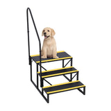 Garvee 3 Step RV Stairs with Handrail, Hot Tub Steps Metal with Non-Skid Tapes, Portable Stairs Steps for RV, Mobile Home Stairs Travel Trailers, Camper, Hot Tub, Ground-Pool for Indoor & Outdoor - Black and yellow