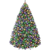 Garvee 7.5FT Prelit Christmas Tree Artificial Christmas Tree with 9 Mode 500 RGBW LED Color Changing Lights 1,450 Tips Metal Stand and Hinged Branches, 7.5 * 4 * 4FT - Multicolored