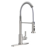 Garvee Aquablade Modes Kitchen Faucet with Pull Down Sprayer, Brushed Nickel Spring Sink Faucets, Single Handle Faucet for 1 Hole Or 3 Holes - Silver