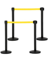 Garvee Crowd Control Stanchion Set 4 Pack with Retractable Belt Heavy Duty Barrier for Events Bank Hotel 6.6 Ft Yellow - Yellow