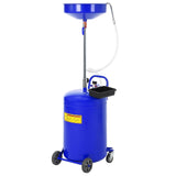 Garvee 20 Gallon Waste Oil Drain Tank - Portable Air-Operated Oil Drainer with 15'' Premium Bowl, Adjustable Funnel Height, Wheels, and Toolbox for Fluid Fuel Transfer and Drainage, Blue - Blue