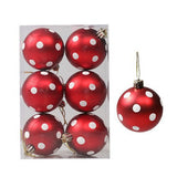 Garvee Christmas Hanging Ornaments, 6pcs Pre-Strung Plastic Balls, Shatterproof Xmas Balls Decoration for Christmas Tree, Painting & Glittering Christmas Hanging Ball for Party Event - Red White Spot
