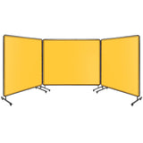 Garvee 3 Panel 8x6 FT Vinyl Welding Screen with Frame, Flame-Resistant Yellow PVC for Welding Safety, Lockable Swivel Wheels - Yellow