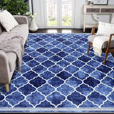 Garvee Area Rug 5x7 Modern Rug Washable Rugs Non Slip Indoor Carpet Rug Geometric Rug Blue/Pink Distressed Rug Moroccan Carpet for Entryway Dining Room, Navy - Blue
