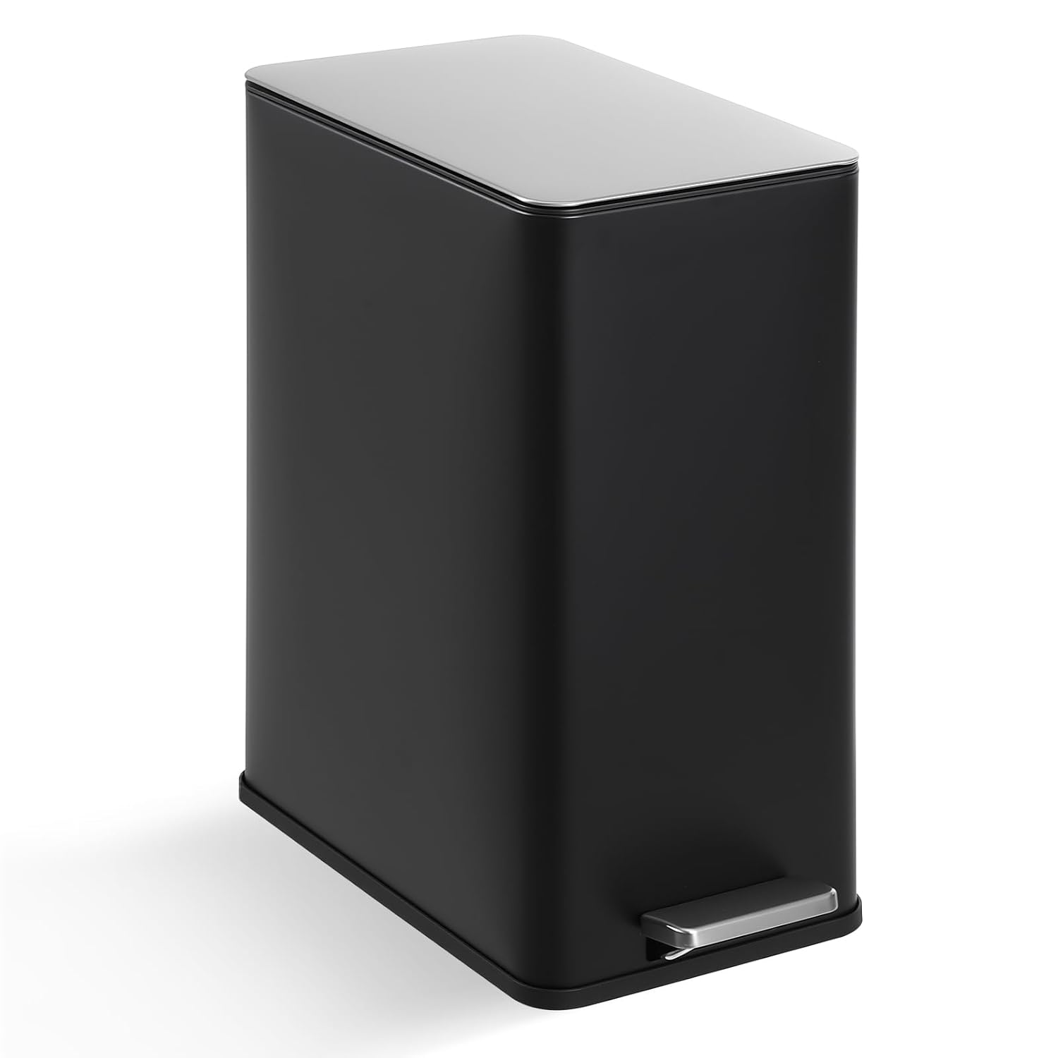 Garvee 4 Gallon Stainless Steel Step Trash Can with Removable Inner Bucket and Soft-Close Lid for Bathroom Living Room and Office, Black