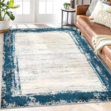 Garvee Living Room Rug Modern Area Rugs 6x9 Area Rugs Washable Area Rugs for Bedroom Office Dining Room Distressed Floor Cover Vintage Border Area Rugs Green Abstract Rug Low Pile Carpet - Teal