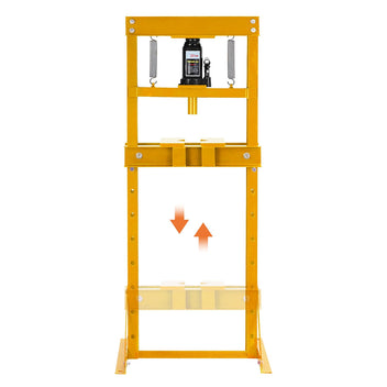 Garvee 20 Ton Hydraulic Shop Press Heavy Duty H-Frame Floor Bearing Press with Steel Plates Adjustable Bed for Garage Metalworking Yellow