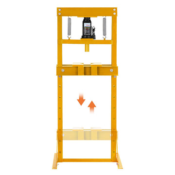 Garvee 20 Ton Hydraulic Shop Press Heavy Duty H-Frame Floor Bearing Press with Steel Plates Adjustable Bed for Garage Metalworking Yellow