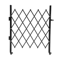 Garvee Single Folding Security Gate Heavy-Duty Steel Lockable Scissor Gate 52"H x 42"W Black for Outdoor Use