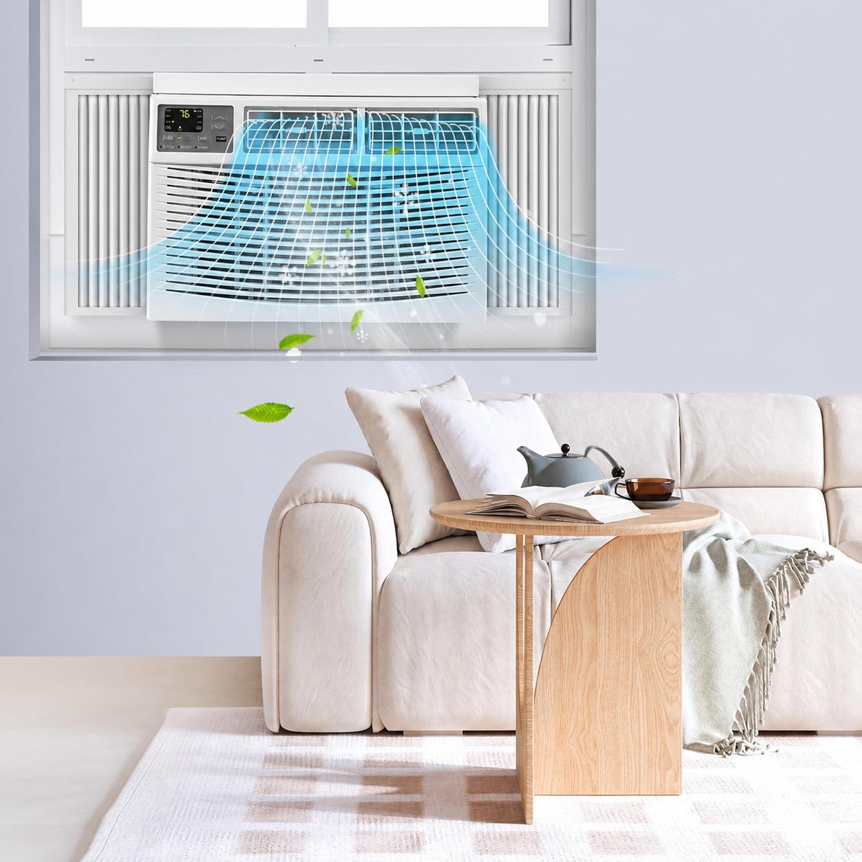 Garvee 12000 BTU Window Air Conditioner With Wi-fi Enabled, Remote Control, Cooling Up To 550sq.ft, 115v Wall Mounted Window Ac Units For Rooms, Dehumidifier, Fan, Reusable Filter