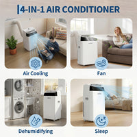 Garvee 14,000 BTU Portable Air Conditioner with Dehumidifier & Fan, Portable AC Units Cools up to 750 Sq. Ft., Remote Control, Auto Swing, Sleep Mode, White Top