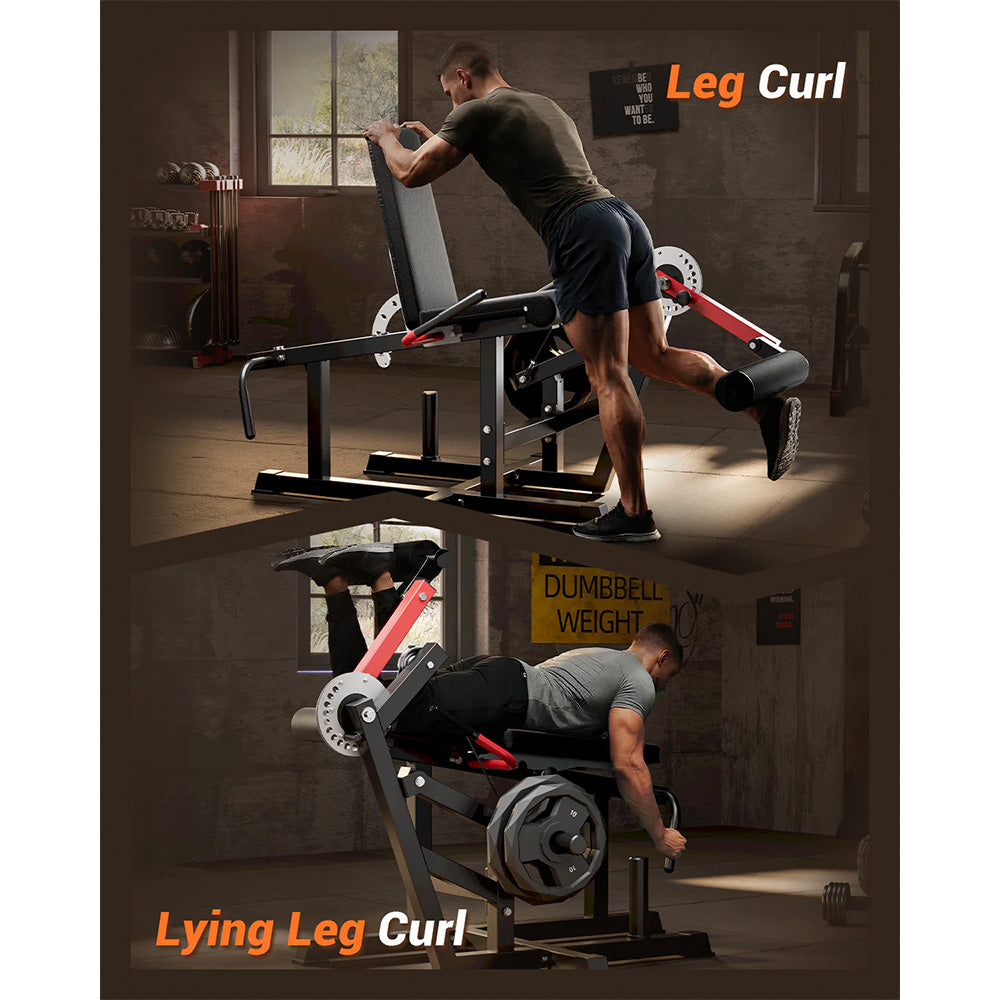 Garvee Seated Leg Curl & Extension Machine - Heavy Duty Leg Workout Bench with 12-Position Angle Adjustment for Hamstring Curl, Quad Extension & Lower Body Strength Training, 700 LBS Capacity - Red