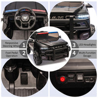 Garvee Kids Ride On Police Car 12V Electric Remote Control Spring Suspension LED Lights Music Toddlers Boys Girls Outdoor Play