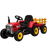 Garvee Ride - P Series: 12V Electric Tractor & Trailer for Kids, 3-6 Yrs - With RC - Red / 35W - Red