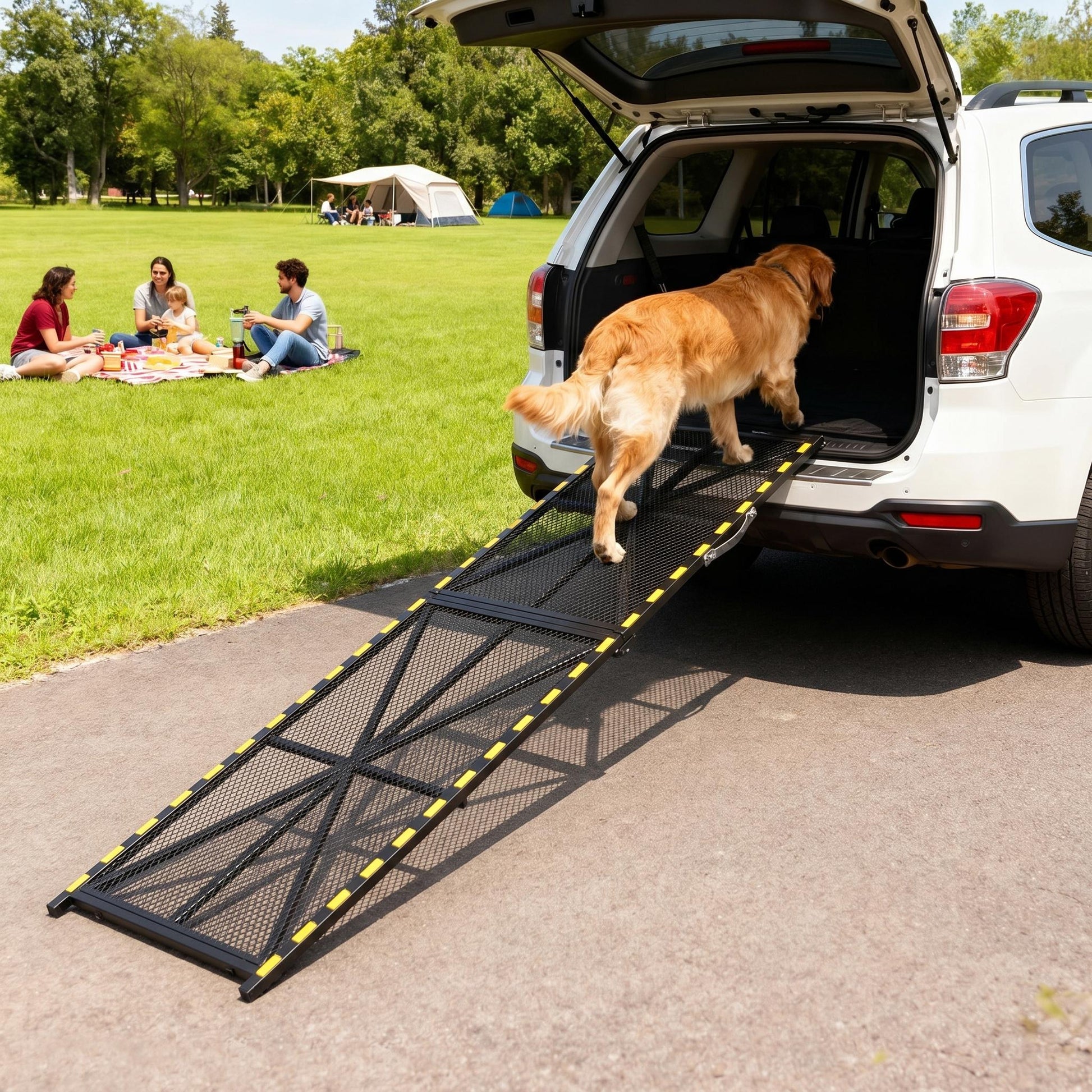 Garvee Heavy Duty Dog Ramp for Cars 300 LBS Capacity, 71"x20" Folding Non-Slip Pet Ramp for Large Dogs, Portable SUV & Truck Ramp