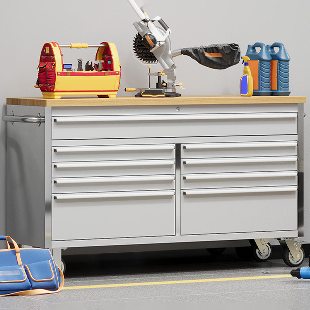 Garvee 61 Inch Tool Chest Mobile 15 Drawers Locking System Stainless Steel Rolling Cabinet with Drawer Liners Wheels for Garage Workshop