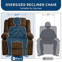 Garvee Rocking Recliner Chair for Adults, Wide 360° Swivel Rocker Recliner with Cup Holder Nursery Glider with Upholstered Deep Seat Corduroy Lazy boy Chair for Living Room, Brown