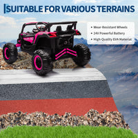 Garvee Ride - P Series: 24V Ride-On UTV: Remote Control, 200W Motor, Spring Suspension, Music, LED Lights, for Boys & Girls - Rose