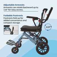 Garvee Ultra-Light Portable Folding Wheelchair, Travel-Friendly with Handbrake, 220 lbs Capacity, Ideal for Elderly & Children, 35.4"x21.3" Unfolded Dimensions
