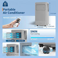 Garvee 8000 BTU Portable Air Conditioner with Cooling, Dehumidifier, Fan 3-IN-1 Indoor AC, Sleep Mode, 24H Timer, 2 Wind Speeds, Portable AC with Remote Control for Home Garage Offices