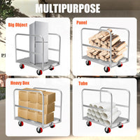 Garvee 2-in-1 Heavy Duty Panel Truck Cart, 36" x 24" All Steel Platform Truck with 3 Side Handrails, 2200 Lbs Cart with 4 Rubber Swivel Casters for Loading and Storage, 6 Holes