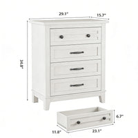 Garvee 4 Drawers Dresser for Bedroom, 34.8" Tall Vertical Drawer Dresser with Large Storage, Waterproof Top, Anti-Tipping, Freestanding Wooden Closet Chest for Bedroom, Living Room, Ash White