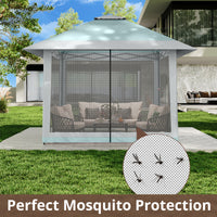 Garvee 13'x13' Quick-Setup Pop-Up Canopy Tent with Mosquito Netting Foldable Shelter for Backyards, Parties, Camping & Commercial Use, (Navy Blue+ Linen Grey)