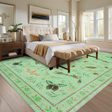 Garvee Insect Washable Soft Area Rugs for Living Room Bedroom Ultra-Thin Non Slip Dining Room Stain Resistant Rug Large Carpet for Office Nursery Bedroom - Light Green